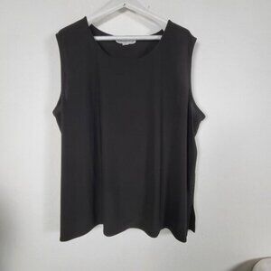 Caroline Rose Women Plus Size 3X Black Sleeveless Tank Top Jersey Spandex Casual